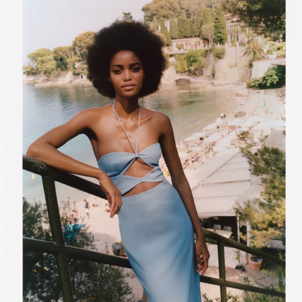 Cut out blue dress